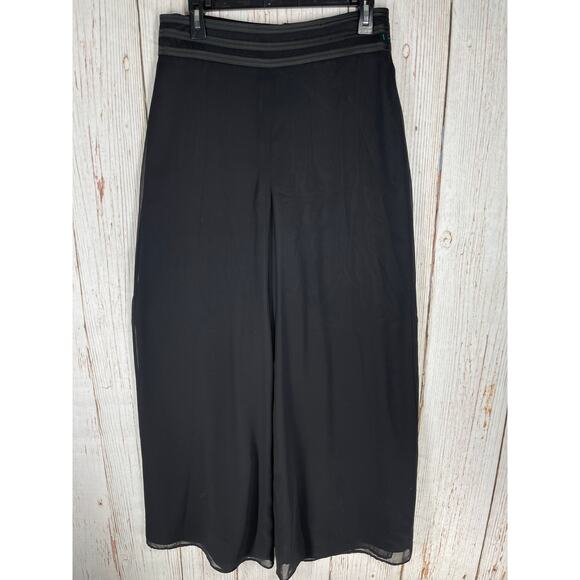 JS COLLECTIONS High Waist Pants Size 8 Black Overlay Layered Wide Leg Whimsigoth - Picture 1 of 5